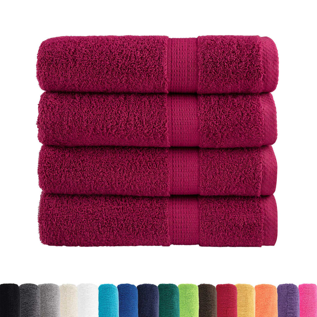 Premium håndklæder SOLUND 4 stk. bordeaux 50x100 cm 600 gsm