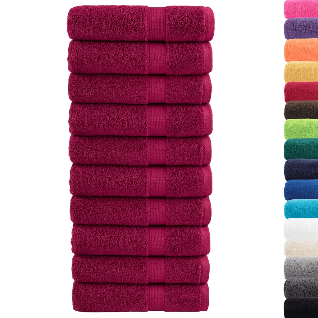 Premium badehåndklæder SOLUND 10 stk. bordeaux 100x150 cm 600 gsm