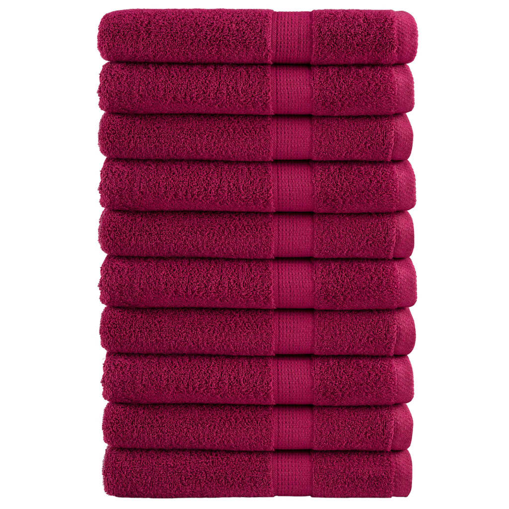 Premium håndklæder SOLUND 10 stk. bordeaux 100x200 cm 600 gsm