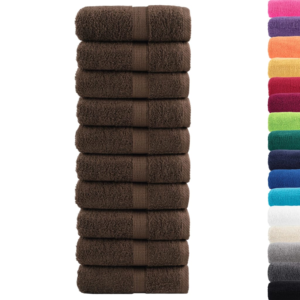 Premium vaskehåndklæder SOLUND 10 stk. brun 30x30 cm 600 gsm