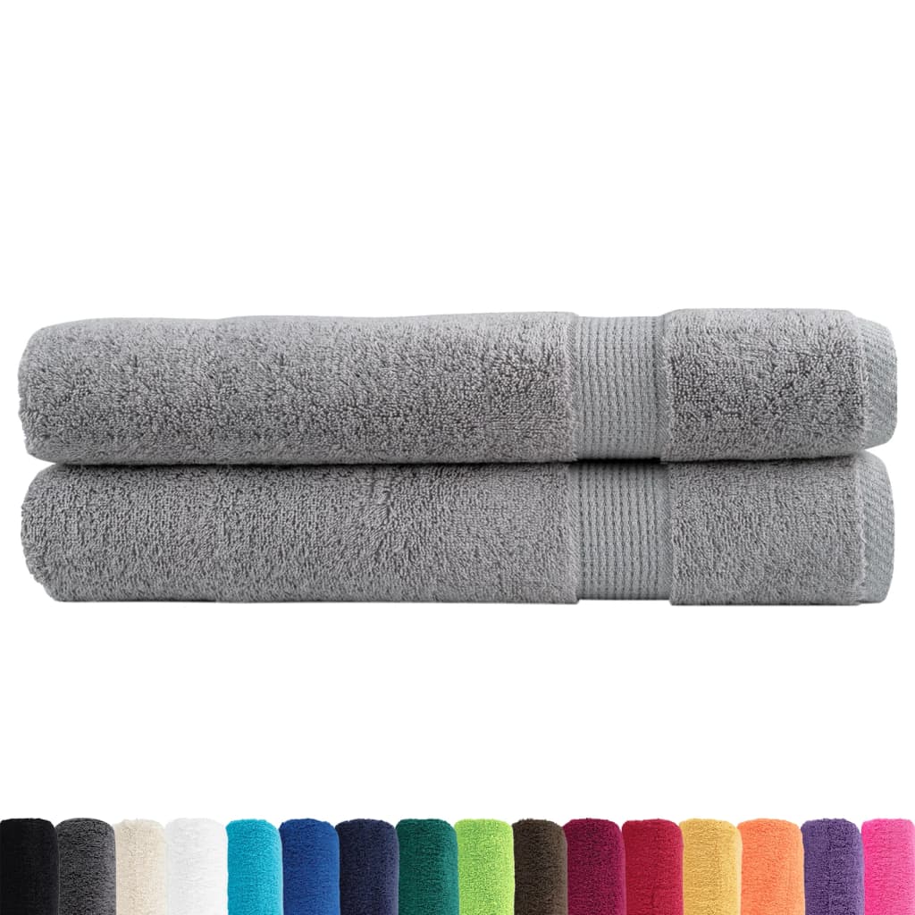 Premium saunahåndklæder SOLUND 2 stk. grå 80x200 cm 600 gsm