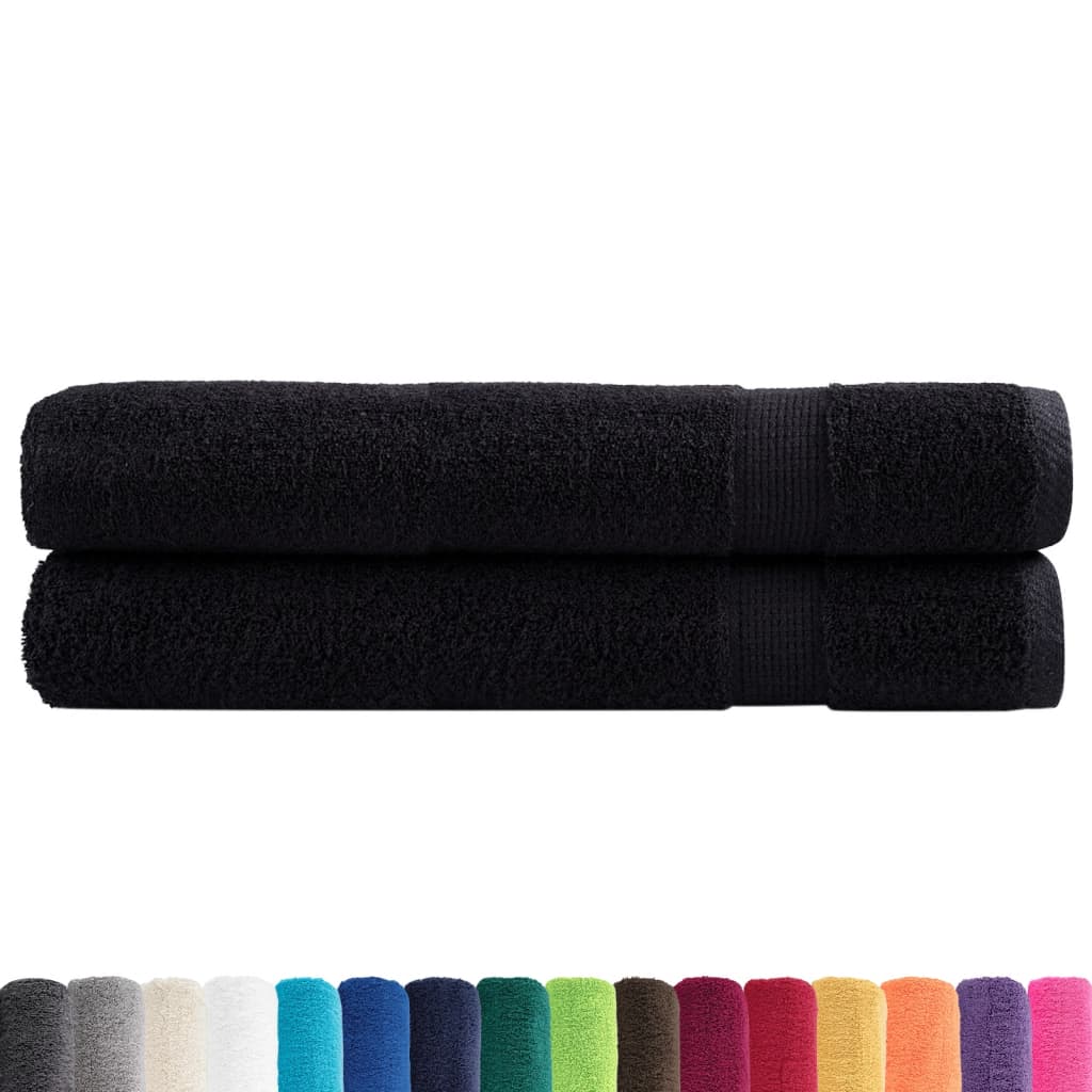 saunahåndklæder SOLUND 2 stk. Premium 80x200 cm 600 g/m2 sort
