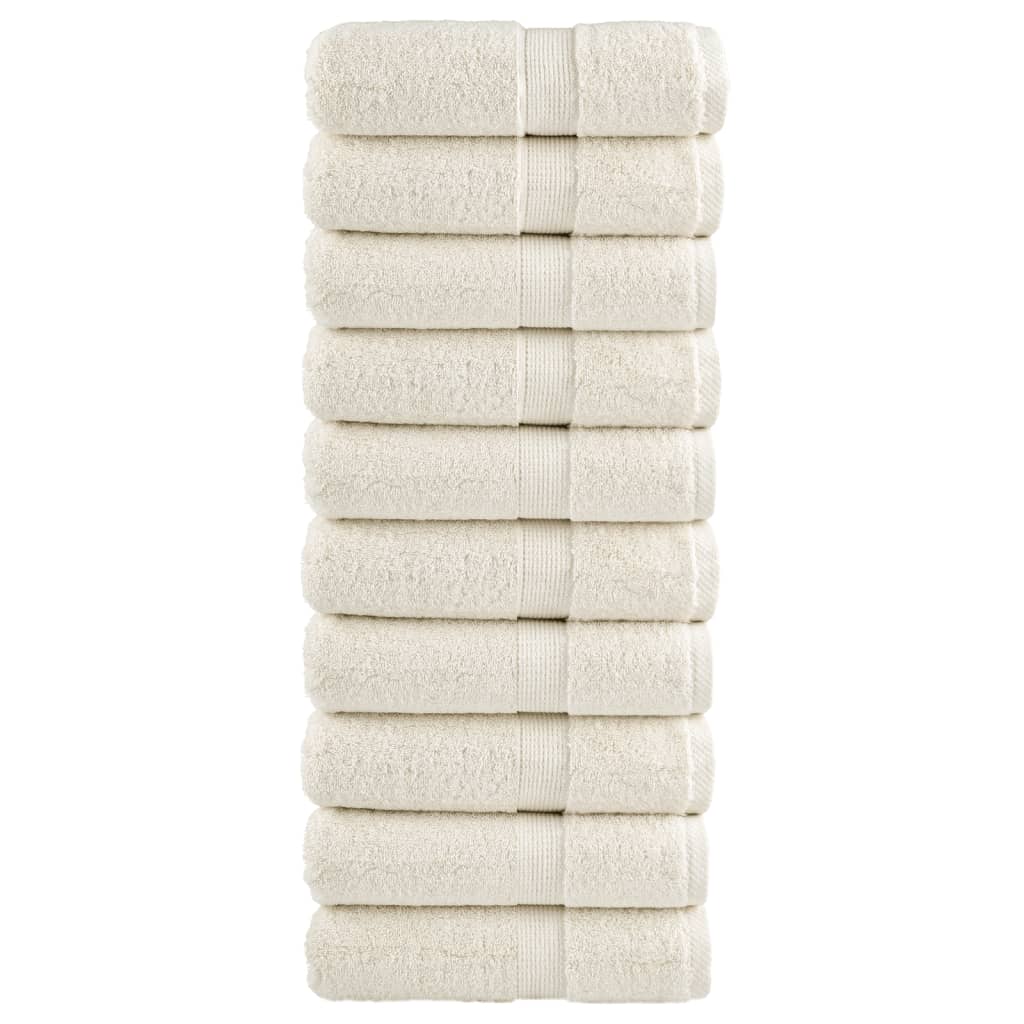 Premium vaskehåndklæder SOLUND 10 stk. cremefarvede 30x30 cm 600 gsm