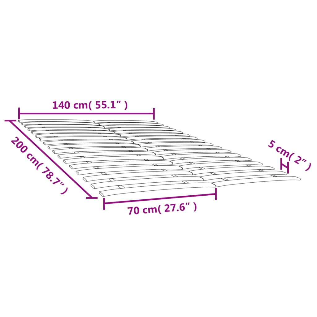 sengelameller med 34 lameller 2 stk. 70x200 cm