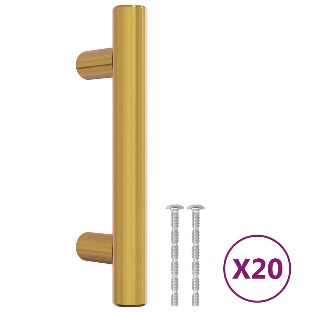 skabshåndtag 20 stk. 64 mm rustfrit stål guldfarvet