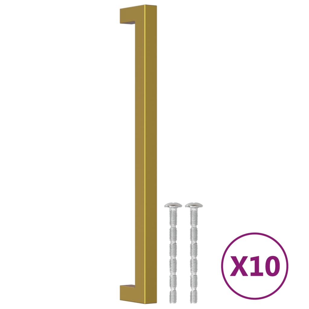 skabshåndtag 10 stk. 224 mm rustfrit stål guldfarvet