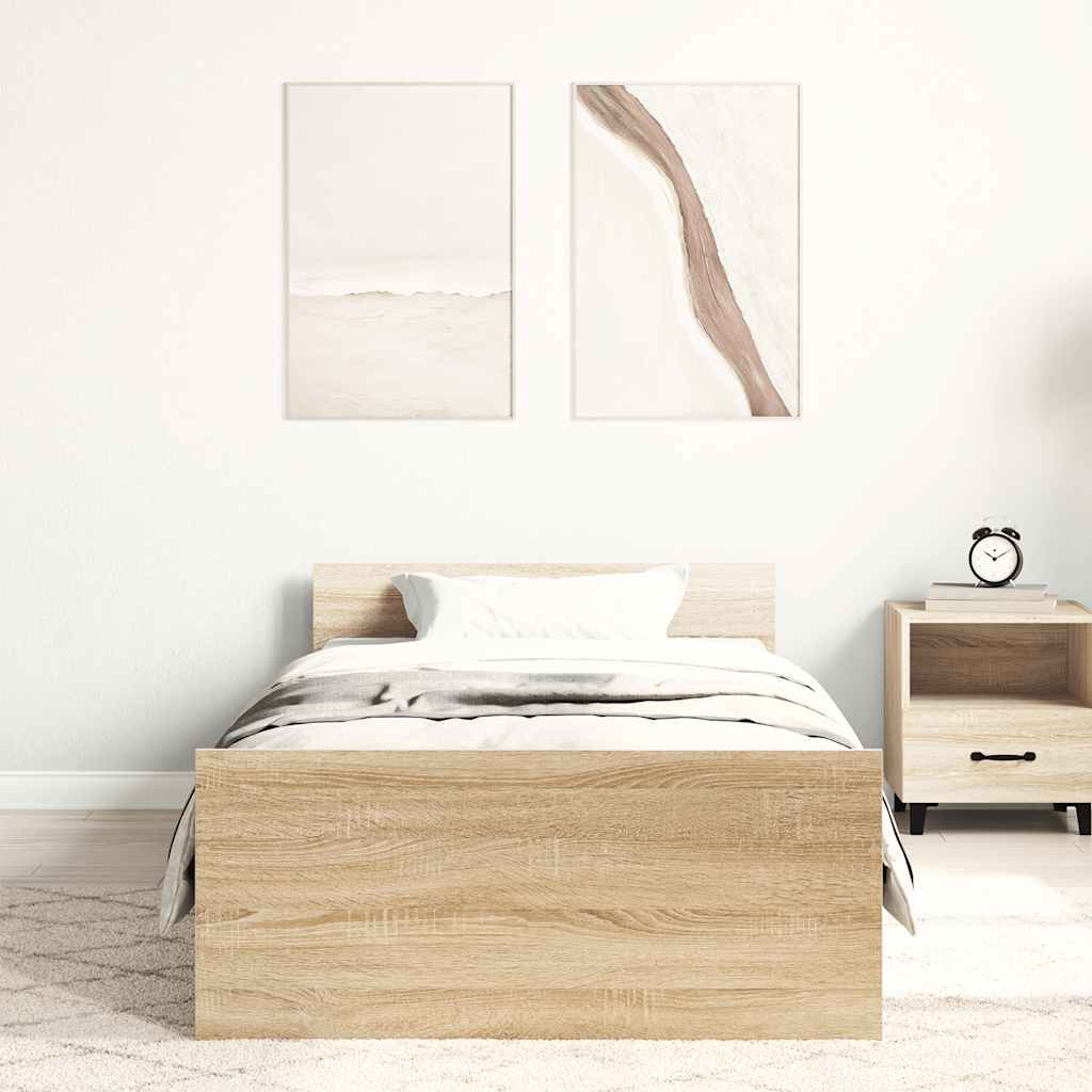 sengeramme 90x200 cm uden madras konstrueret træ sonoma-eg