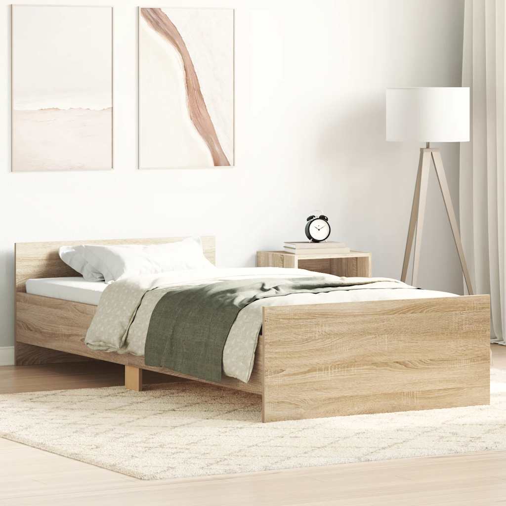 sengeramme 90x200 cm uden madras konstrueret træ sonoma-eg