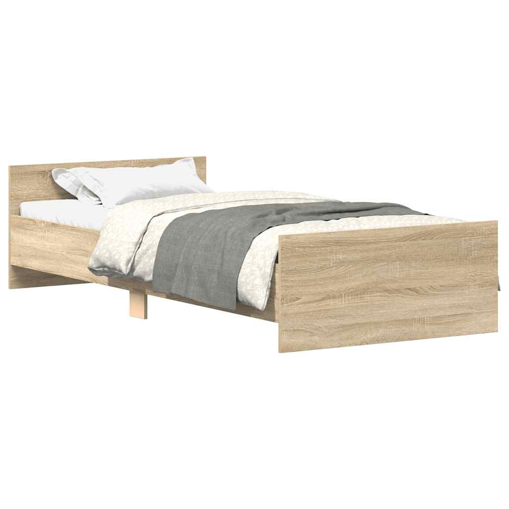 sengeramme 90x190 cm uden madras konstrueret træ sonoma-eg