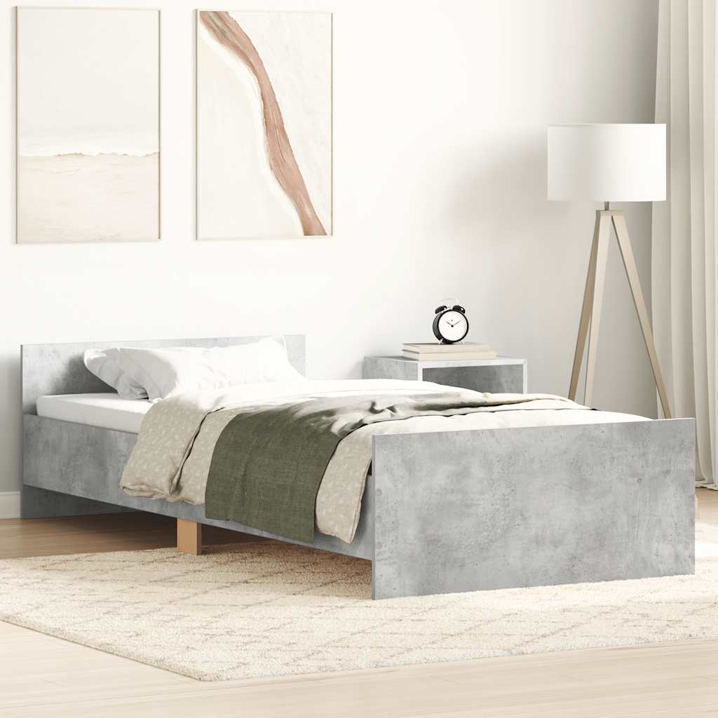 sengeramme 90x190 cm konstrueret træ betongrå