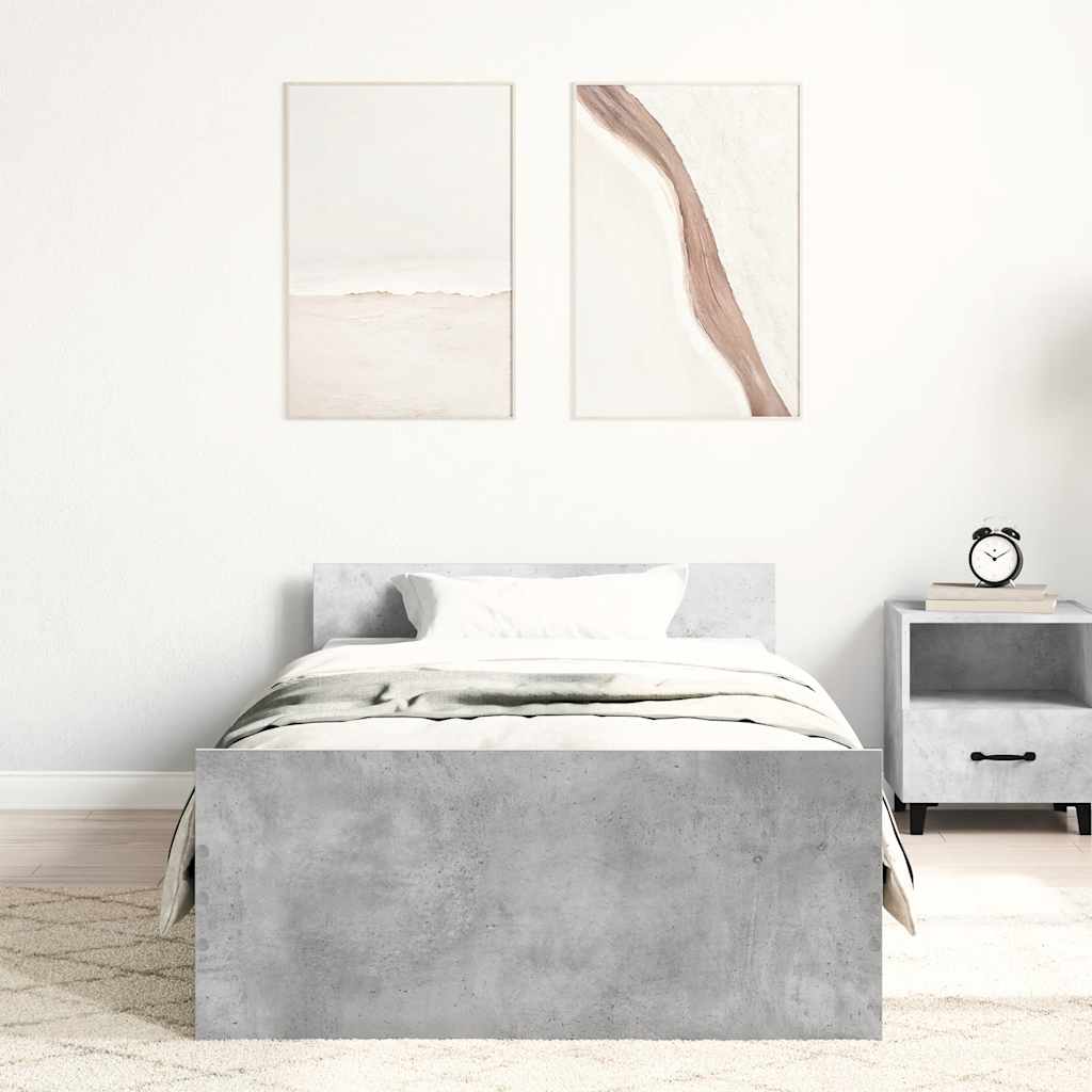 sengeramme 75x190 cm konstrueret træ betongrå