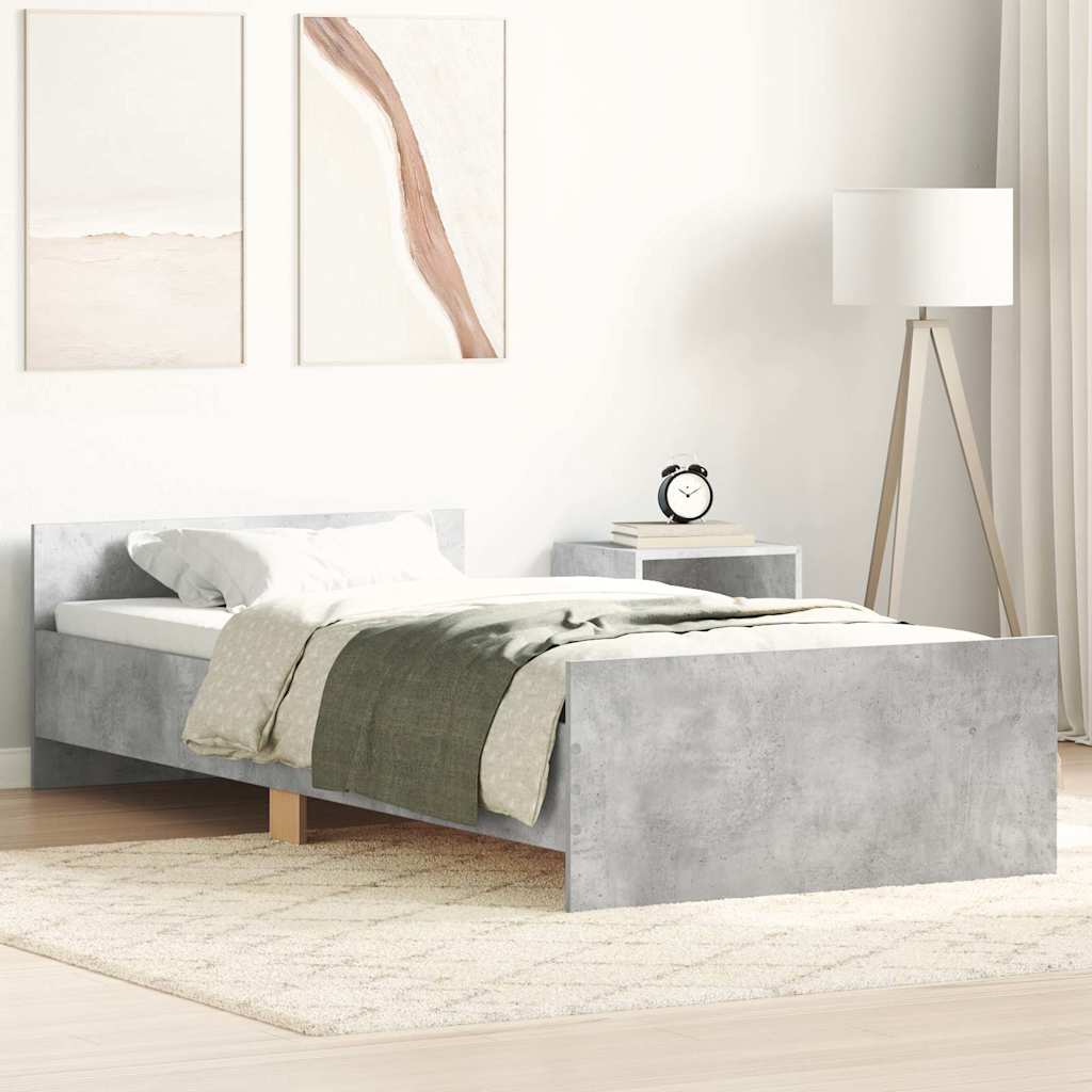 sengeramme 75x190 cm konstrueret træ betongrå