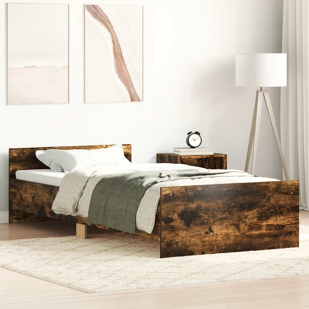 sengeramme 75x190 cm uden madras konstrueret træ røget eg