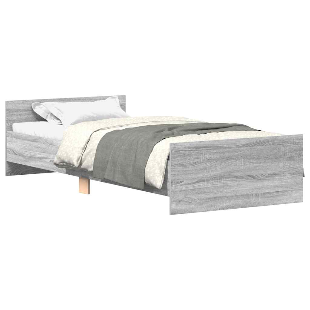 sengeramme 75x190 cm konstrueret træ grå sonoma-eg