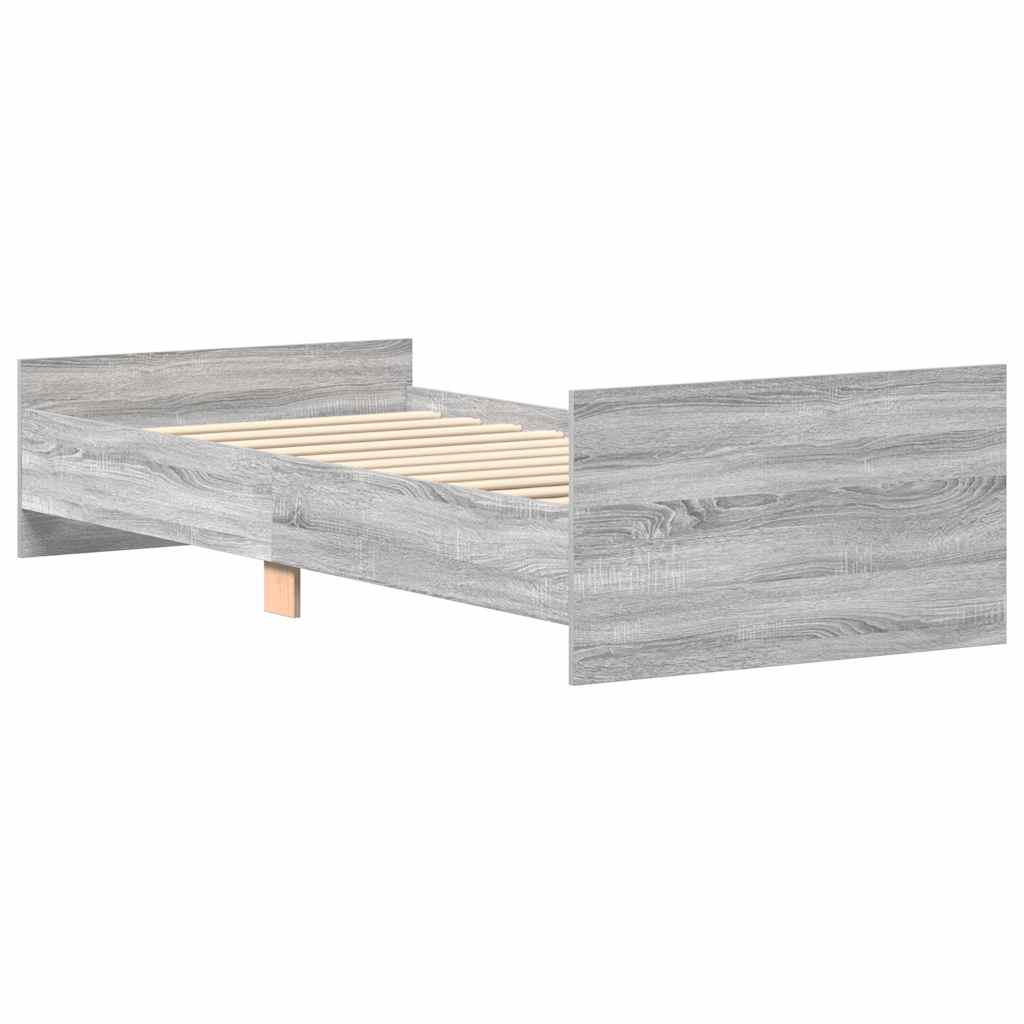sengeramme 75x190 cm konstrueret træ grå sonoma-eg