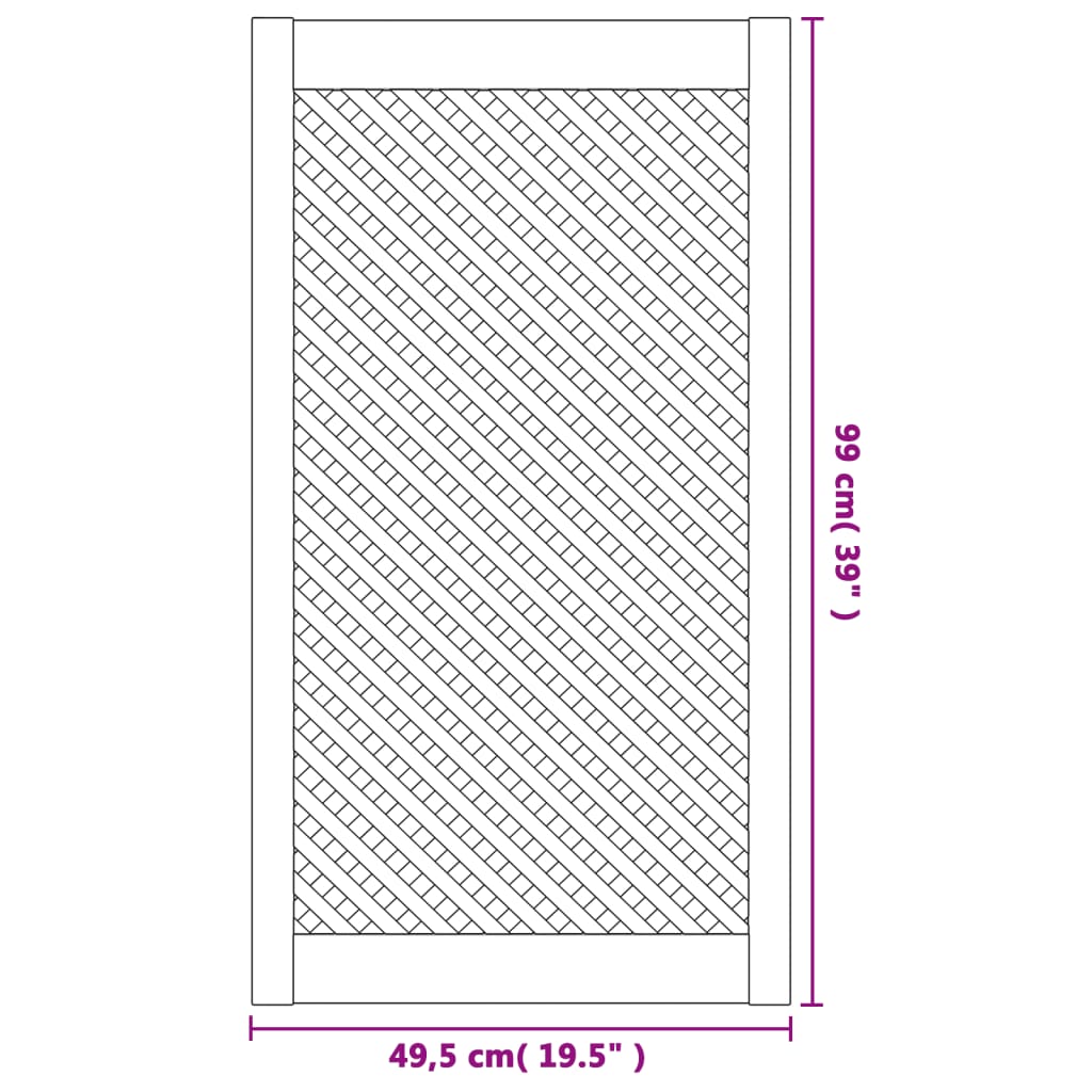 skabslåger 2 stk. 49,5x99 cm gitterdesign massivt fyrretræ