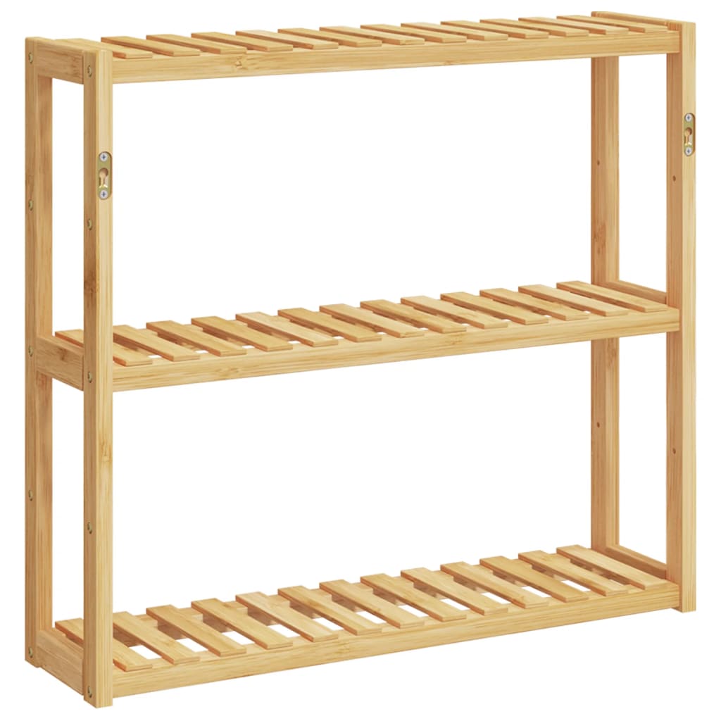 væghylde til badeværelse 3 hylder 60x15x54 cm bambus