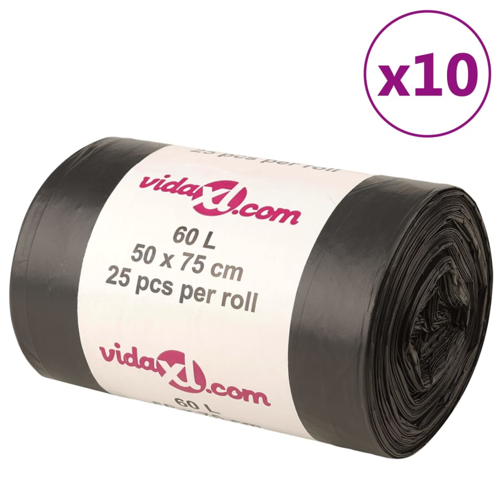 affaldsposer 250 stk. 60 l sort