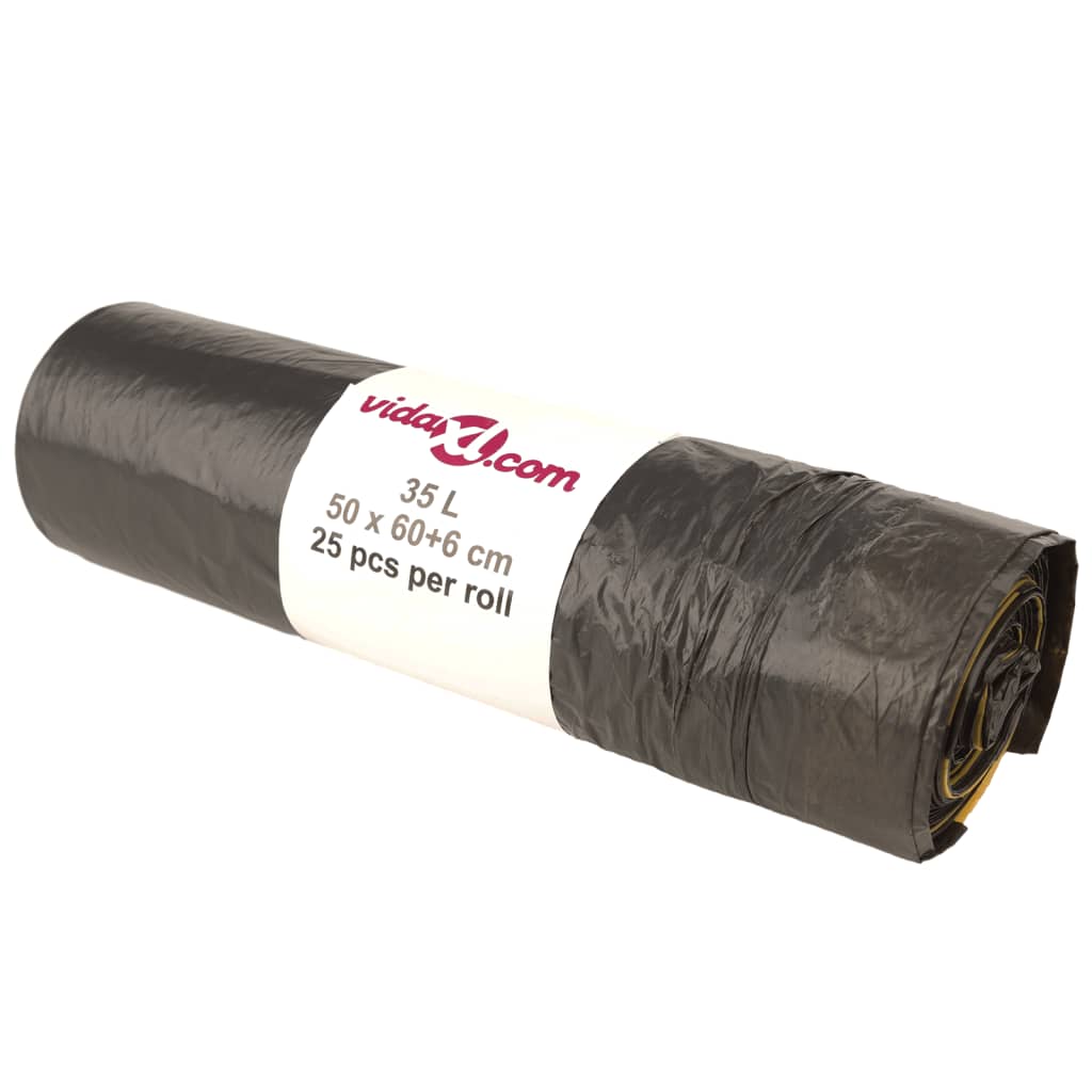 affaldsposer med lukkesnor 250 stk. 35 l sort