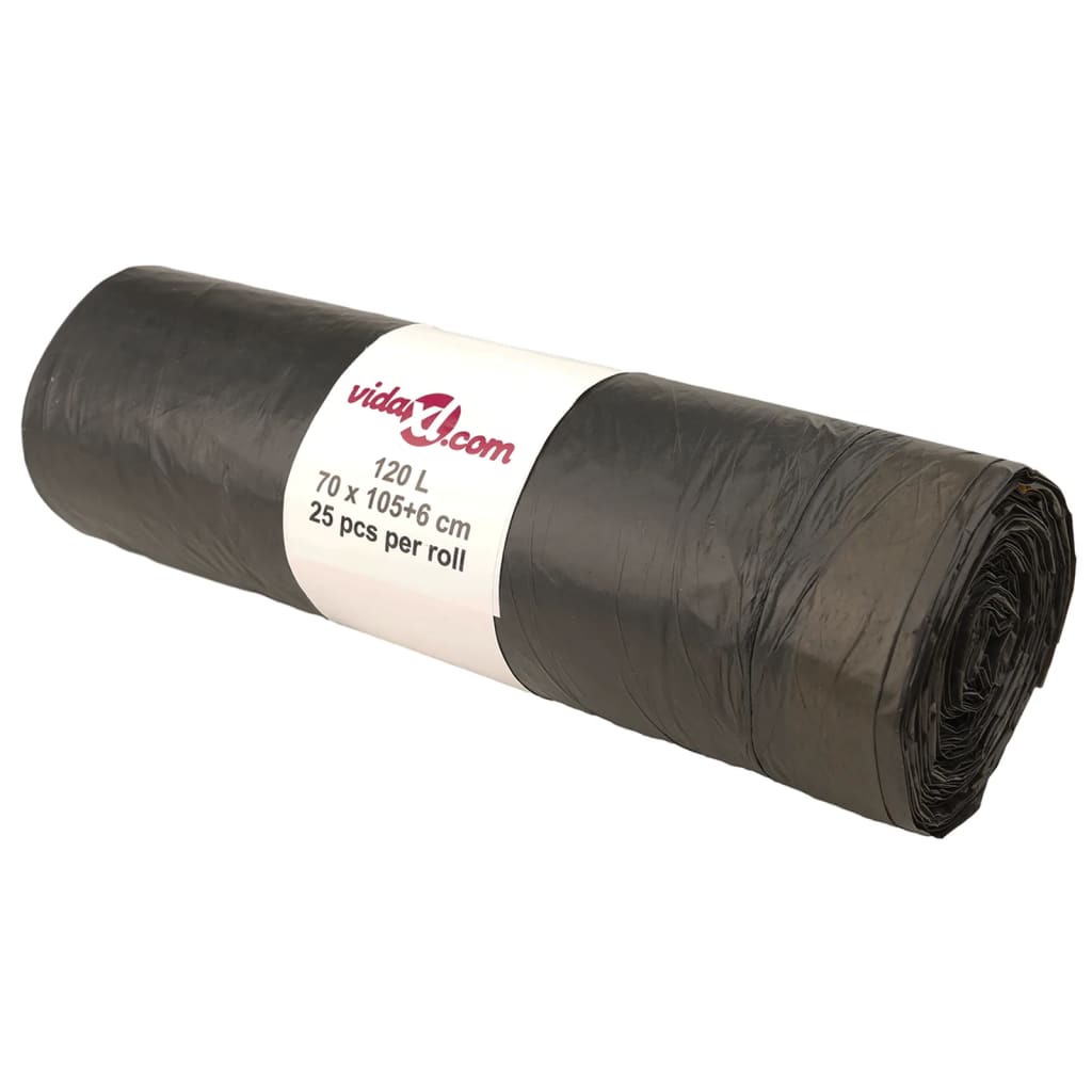 affaldsposer med lukkesnor 250 stk. 120 l sort