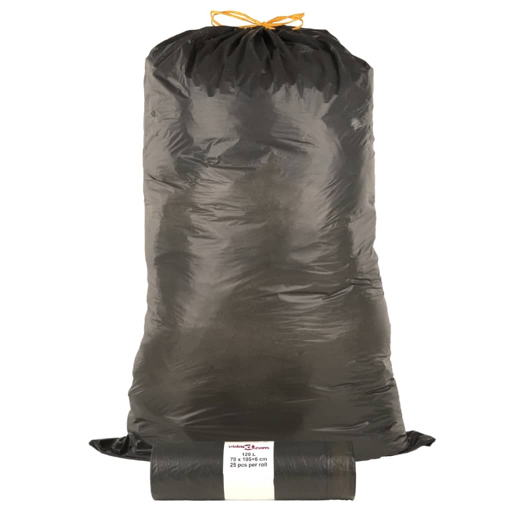affaldsposer med lukkesnor 250 stk. 120 l sort