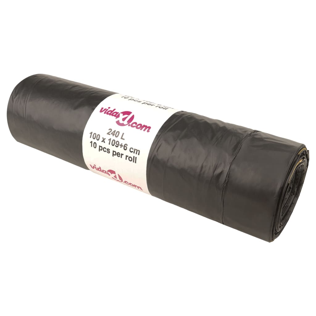 affaldsposer med lukkesnor 150 stk. 240 l sort
