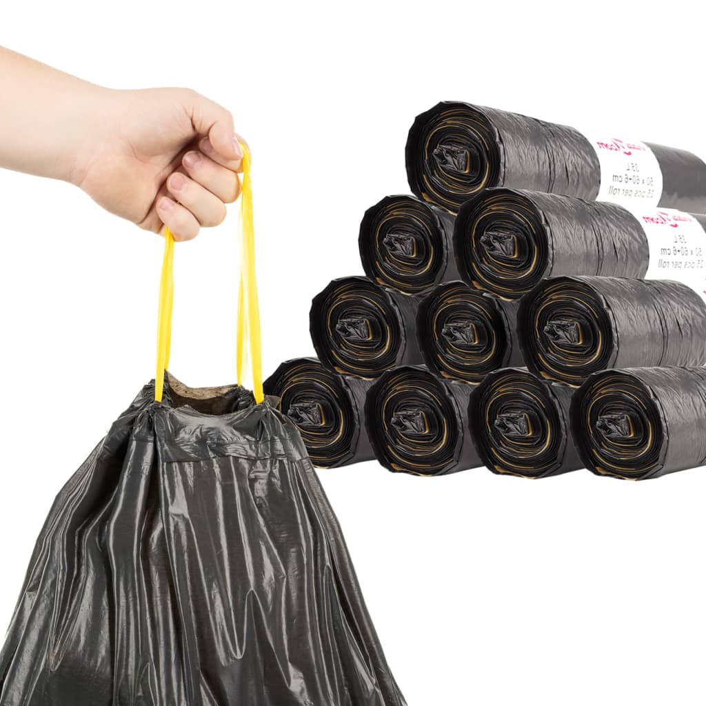 affaldsposer med lukkesnor 150 stk. 240 l sort