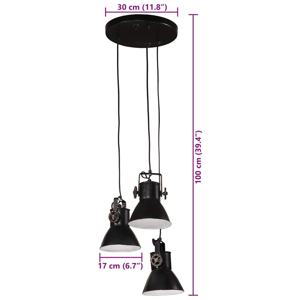 pendel25 W rund 30x30x100 cm E27 sort