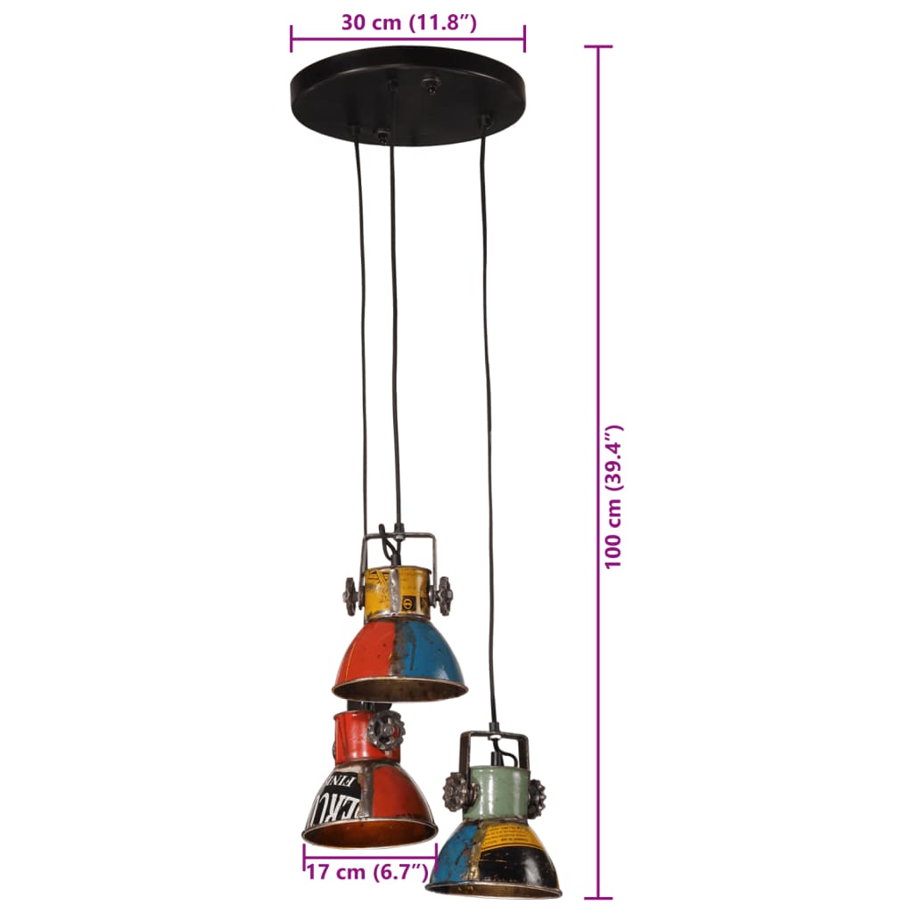 pendel 30x30x100 cm 25 W E27 flerfarvet