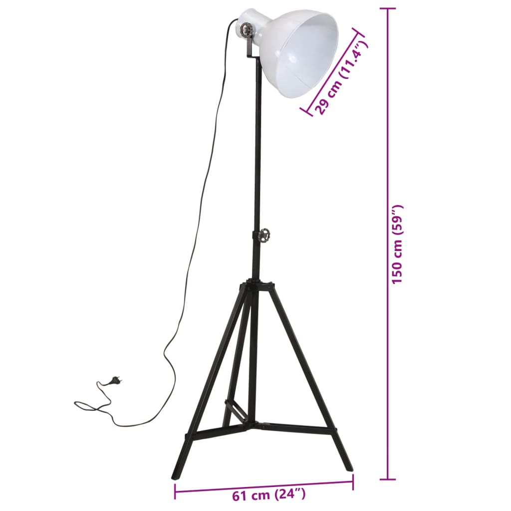 gulvlampe 61x61x90/150 cm 25 W E27 hvid