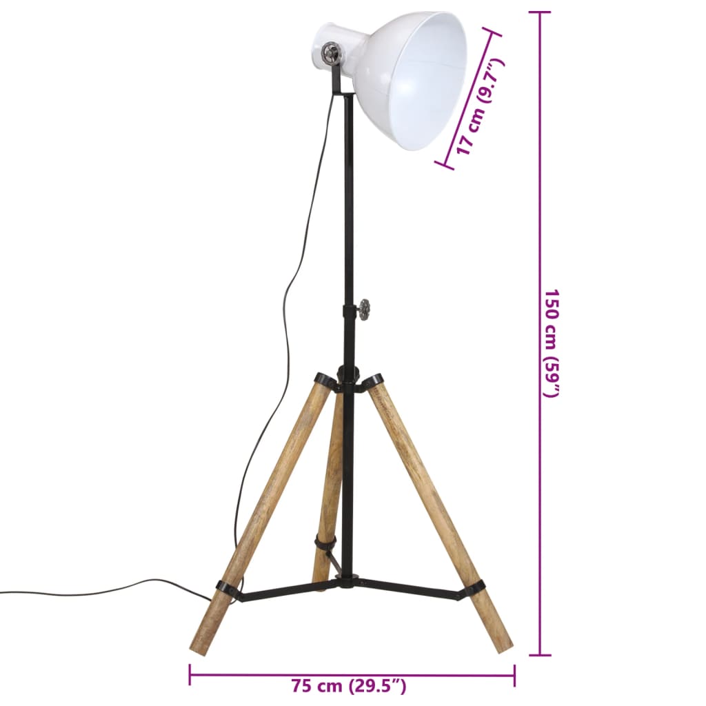 gulvlampe 75x75x90-150 cm 25 W E27 hvid