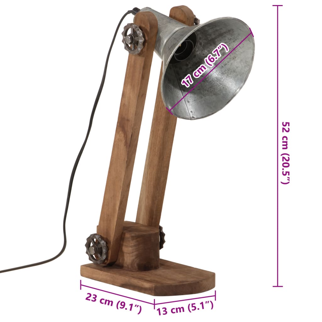 skrivebordslampe 23x13x52 cm 25 W E27 vintagesølv