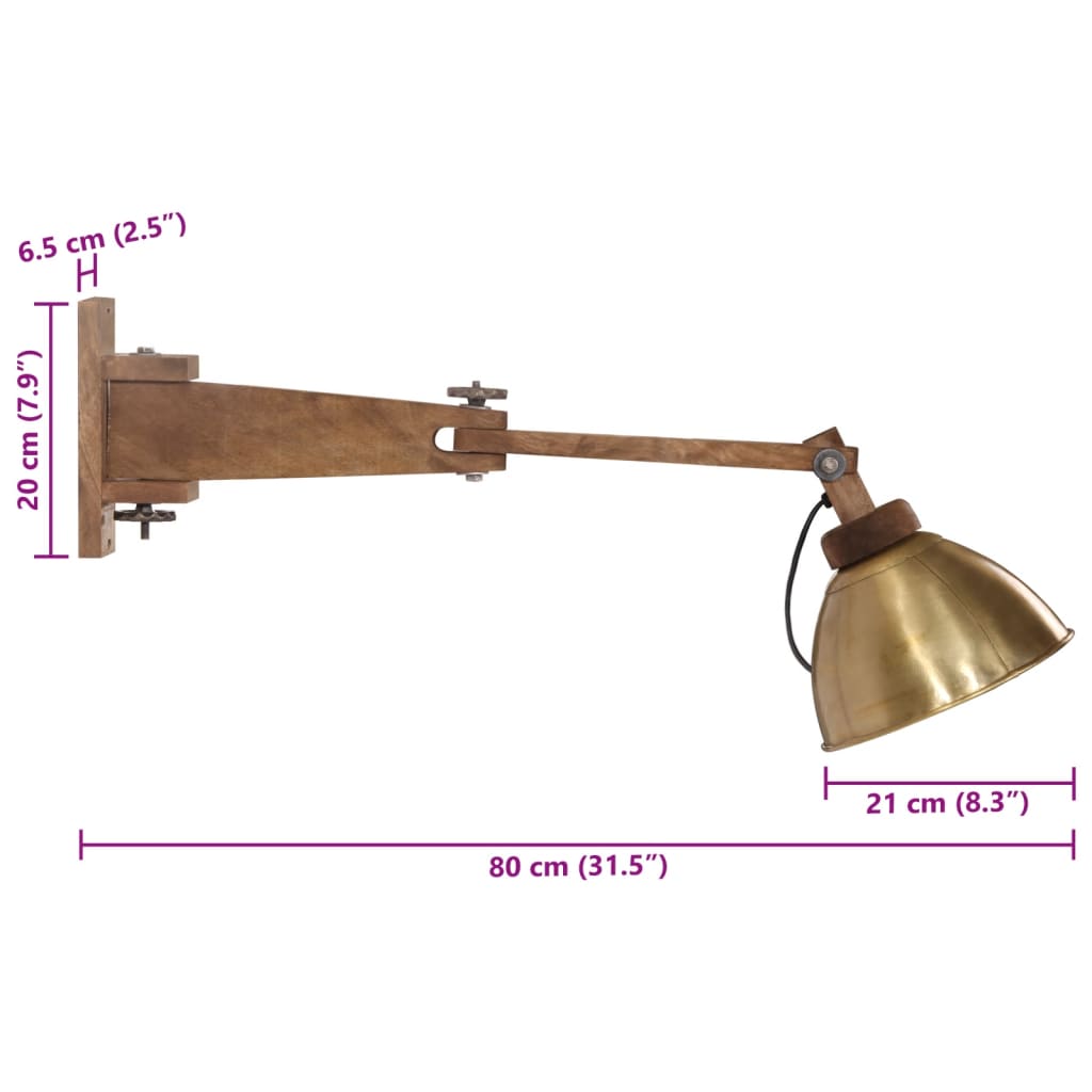 væglamper 150 cm 25 W E27 antik messingfarve
