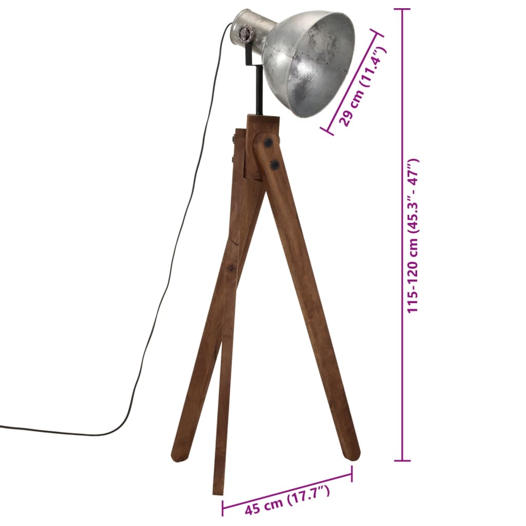 gulvlampe 45x45x120 cm 25 W E27 vintagesølv
