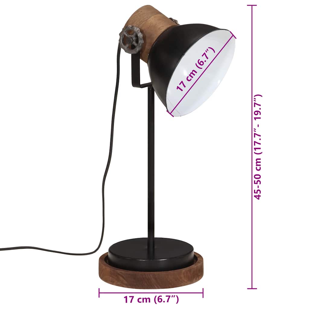skrivebordslampe 25 W 17x17x50 cm E27 sort