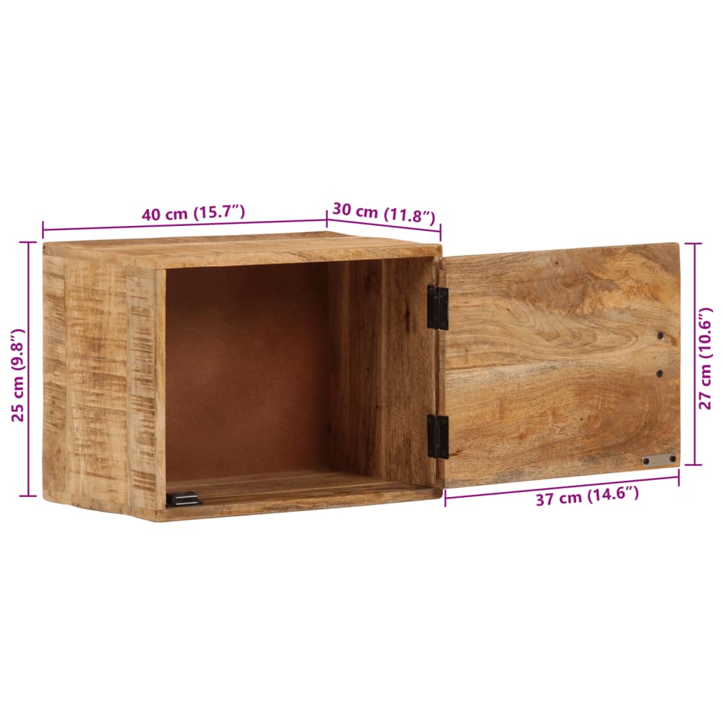 væghængt sengebord 40x30x25 cm massivt mangotræ