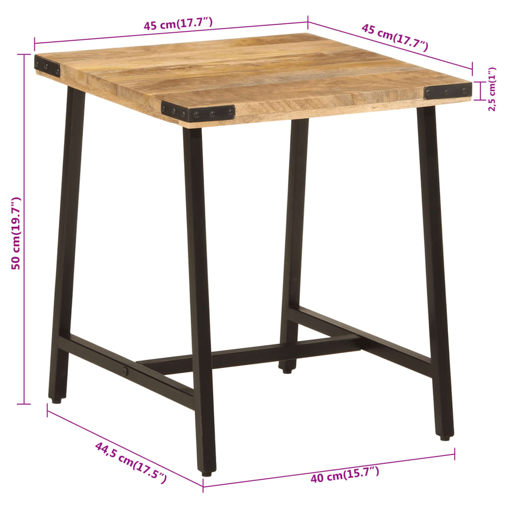 sidebord 45x45x50 cm massivt mangotræ og jern