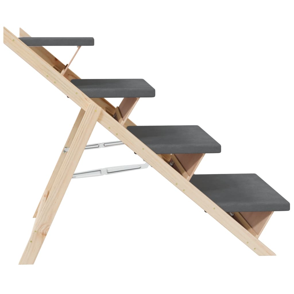 hundetrappe 105x47 cm massivt fyrretræ grå