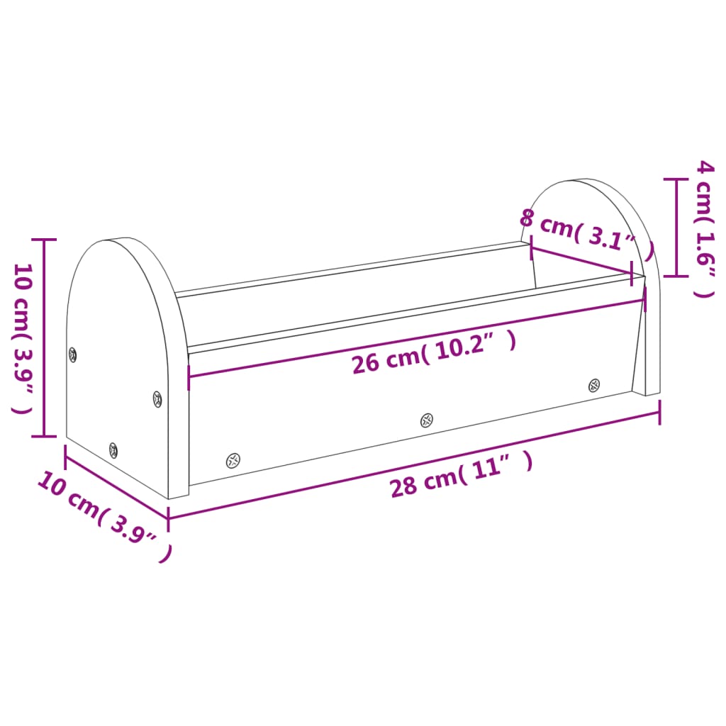 kaninfoderautomat 28x10x10 cm massivt fyrretræ