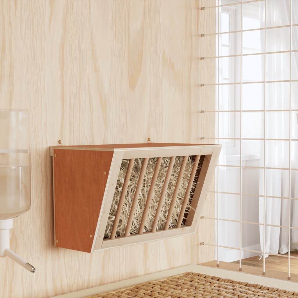 kaninfoderautomat 37x18,5x23 cm massivt fyrretræ