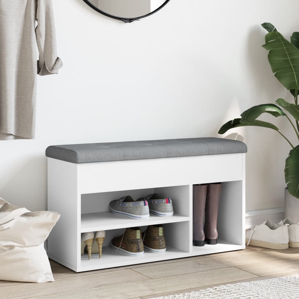 skobænk hvid 82x32x45,5 cm konstrueret træ