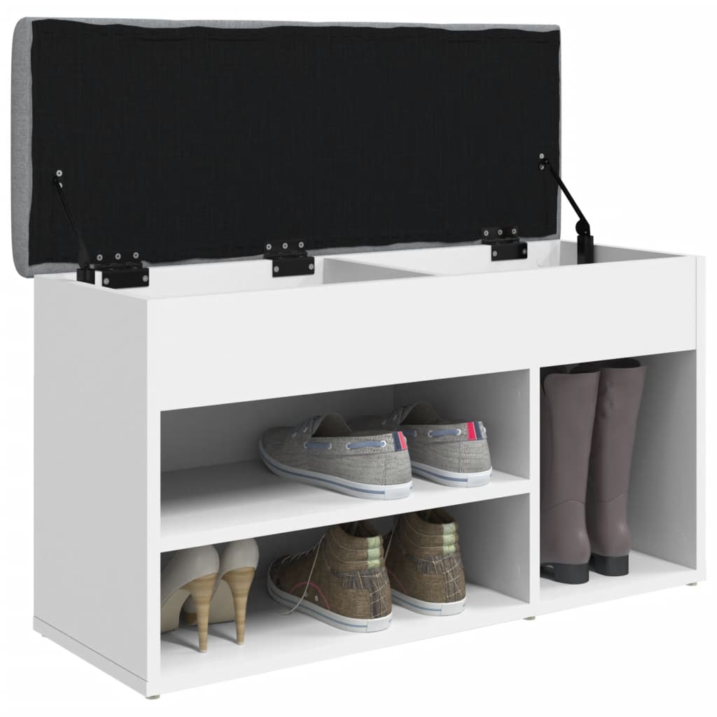 skobænk hvid 82x32x45,5 cm konstrueret træ