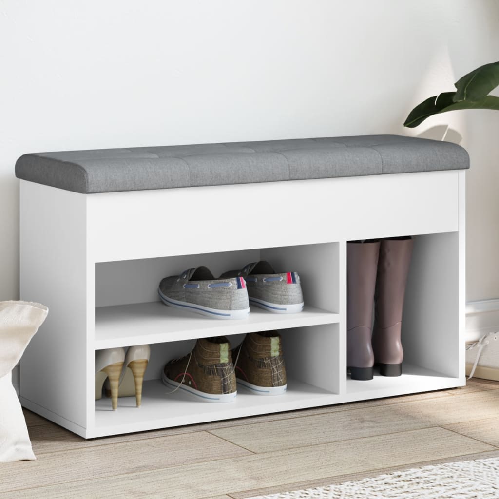 skobænk hvid 82x32x45,5 cm konstrueret træ