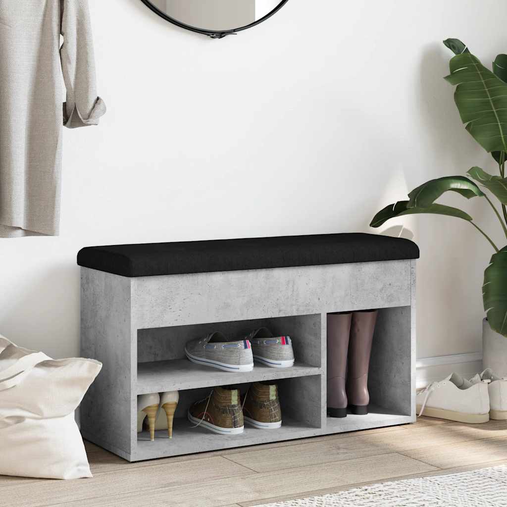 skobænk 82x32x45,5 cm konstrueret træ betongrå