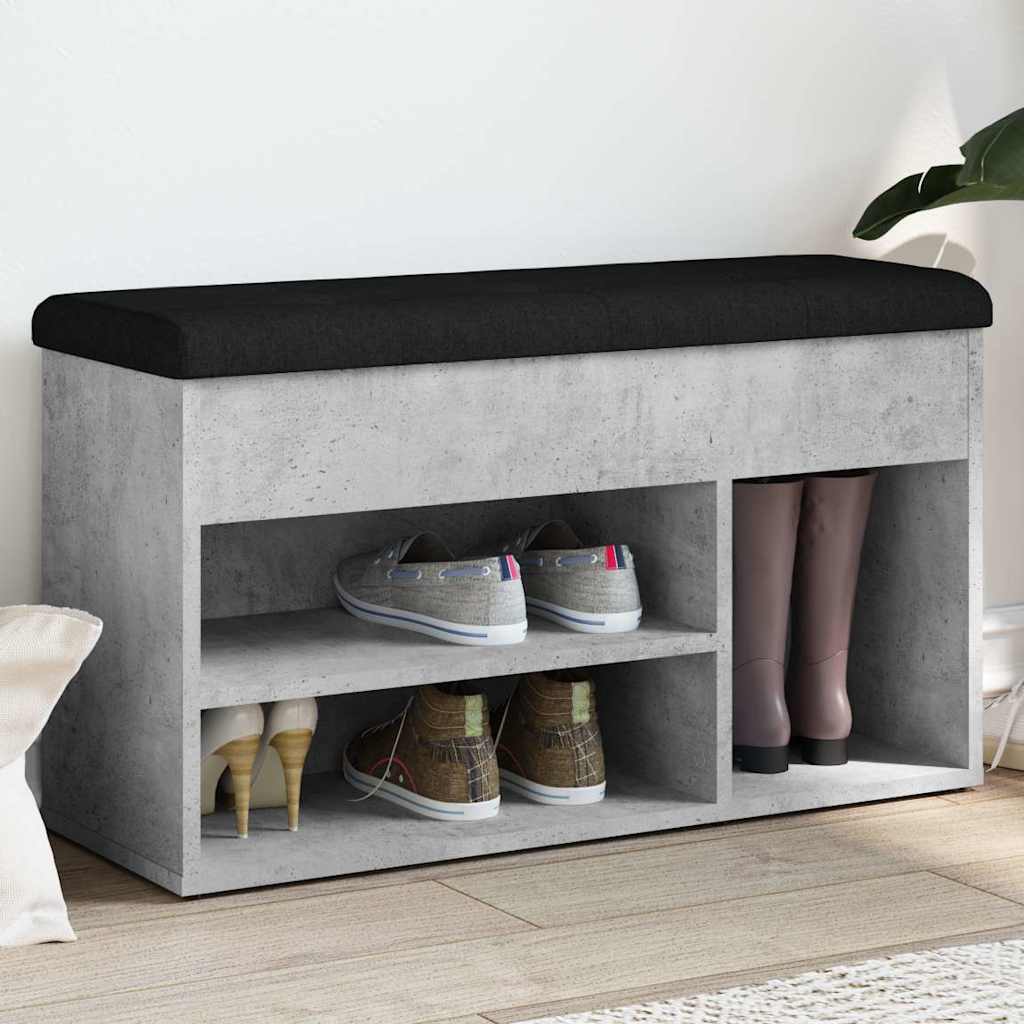 skobænk 82x32x45,5 cm konstrueret træ betongrå