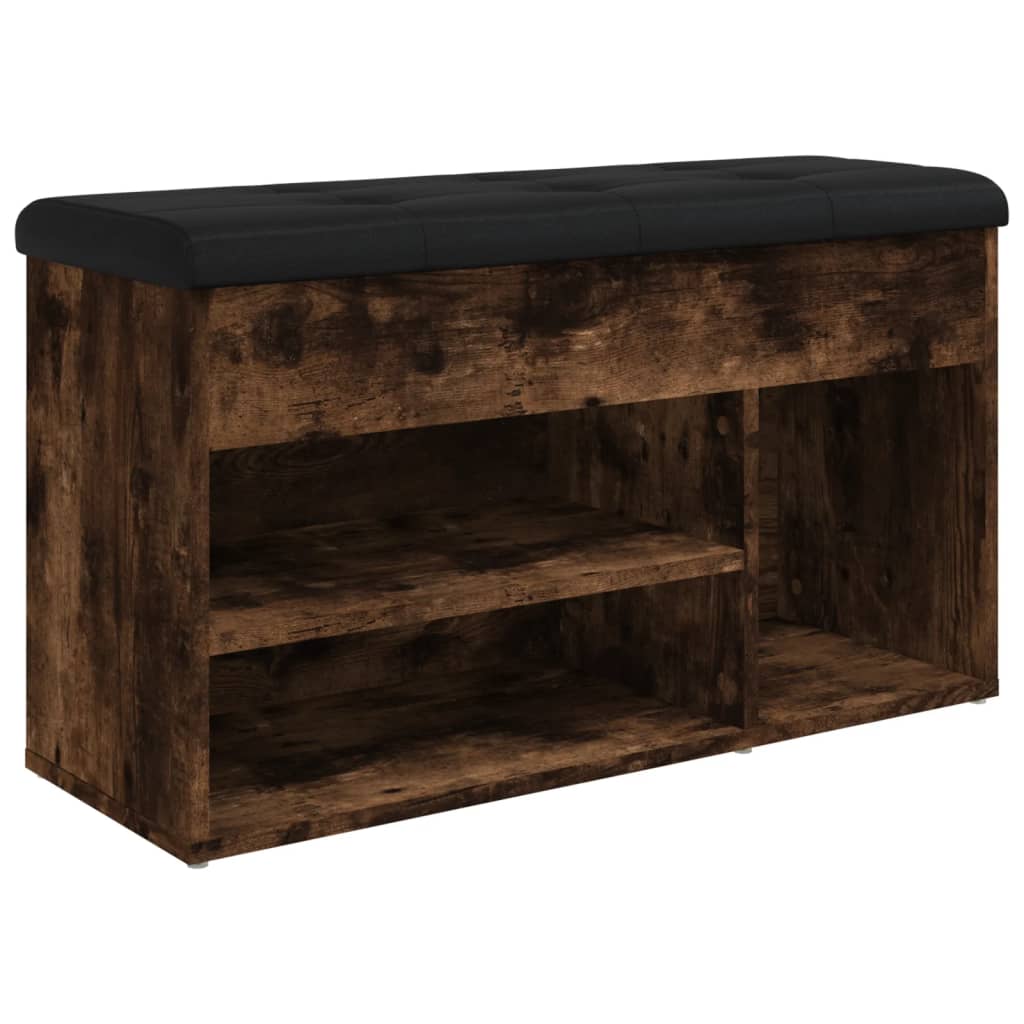 skobænk 82x32x45,5 cm konstrueret træ røget egetræsfarve