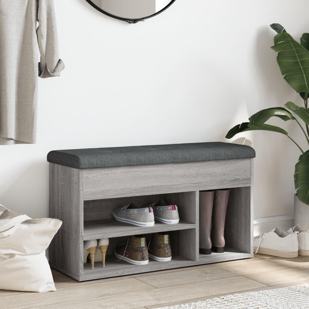 skobænk 82x32x45,5 cm konstrueret træ grå sonoma-eg