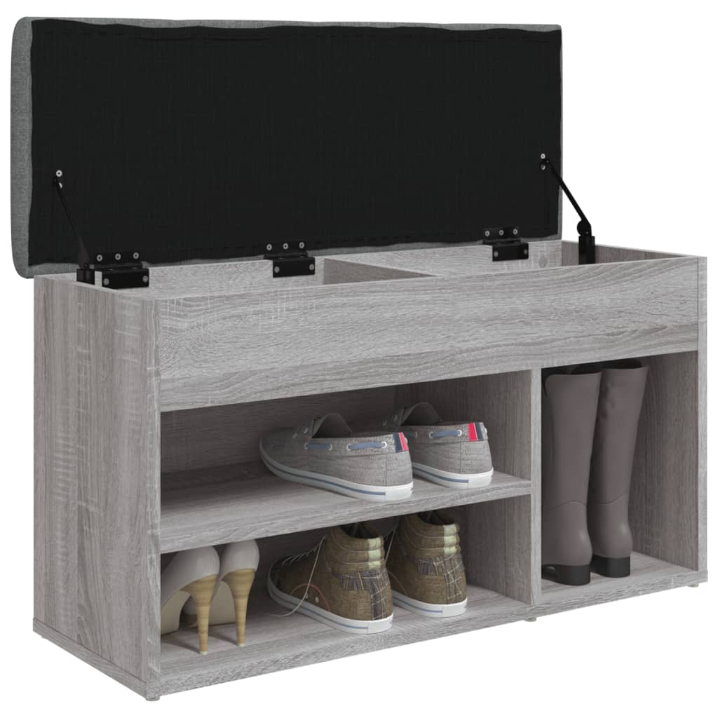 skobænk 82x32x45,5 cm konstrueret træ grå sonoma-eg