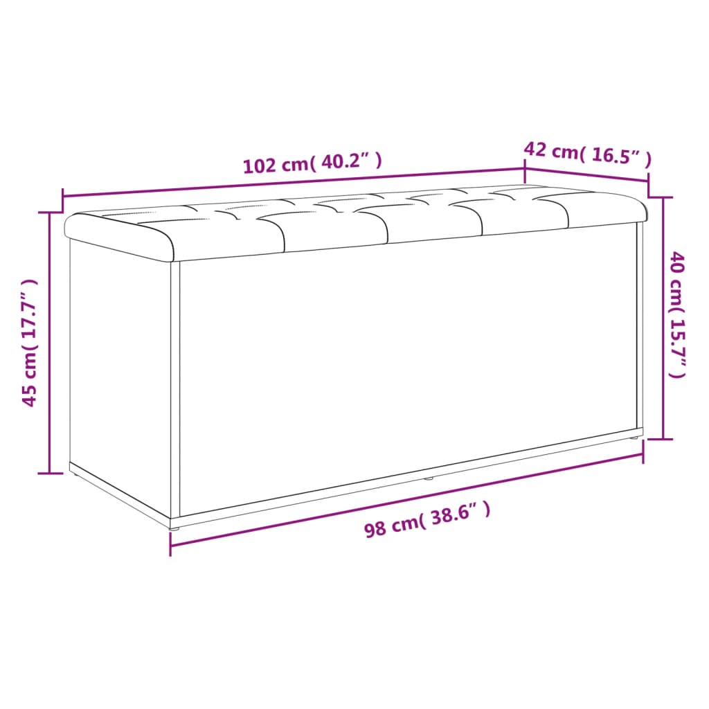 opbevaringsbænk Sonoma eg 102x42x45 cm konstrueret træ