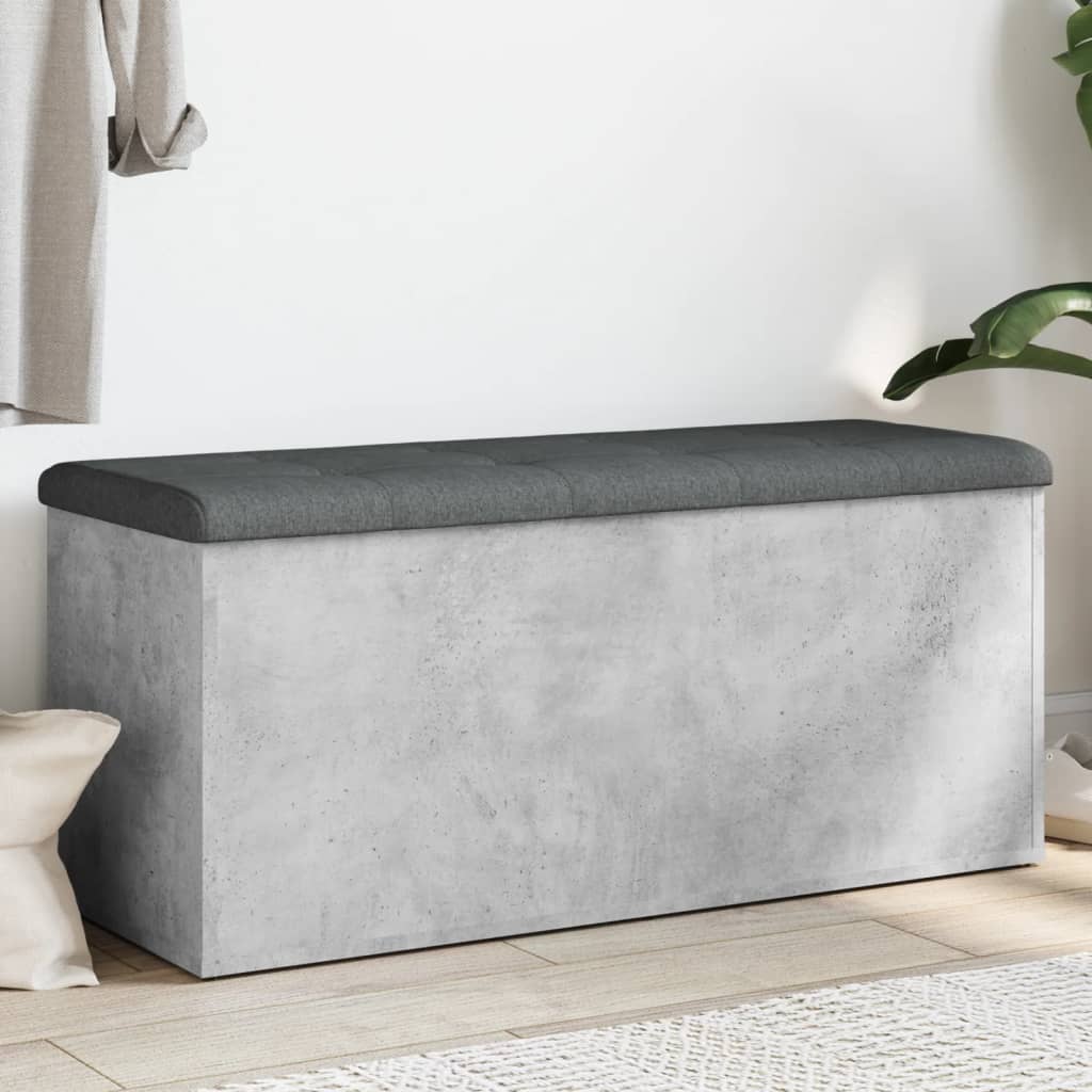 opbevaringsbænk 102x42x45 cm konstrueret træ betongrå